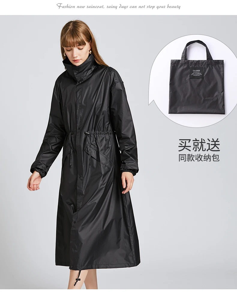 Fashion Long Raincoat  Women Waterproof Windproof Hood Ladies Raincoat Rain Cover With Hood and Multicolor Pattern