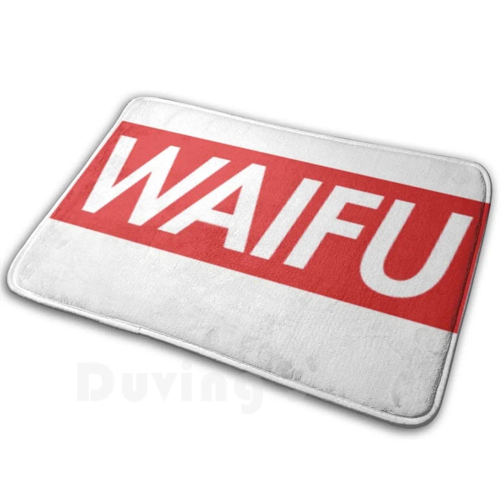 Waifu Logo Carpet Mat Rug Cushion Soft Waifu Anime Anime Girl Meme Funny Hypebeast Funny Meme Satire Ironic Red Waifu