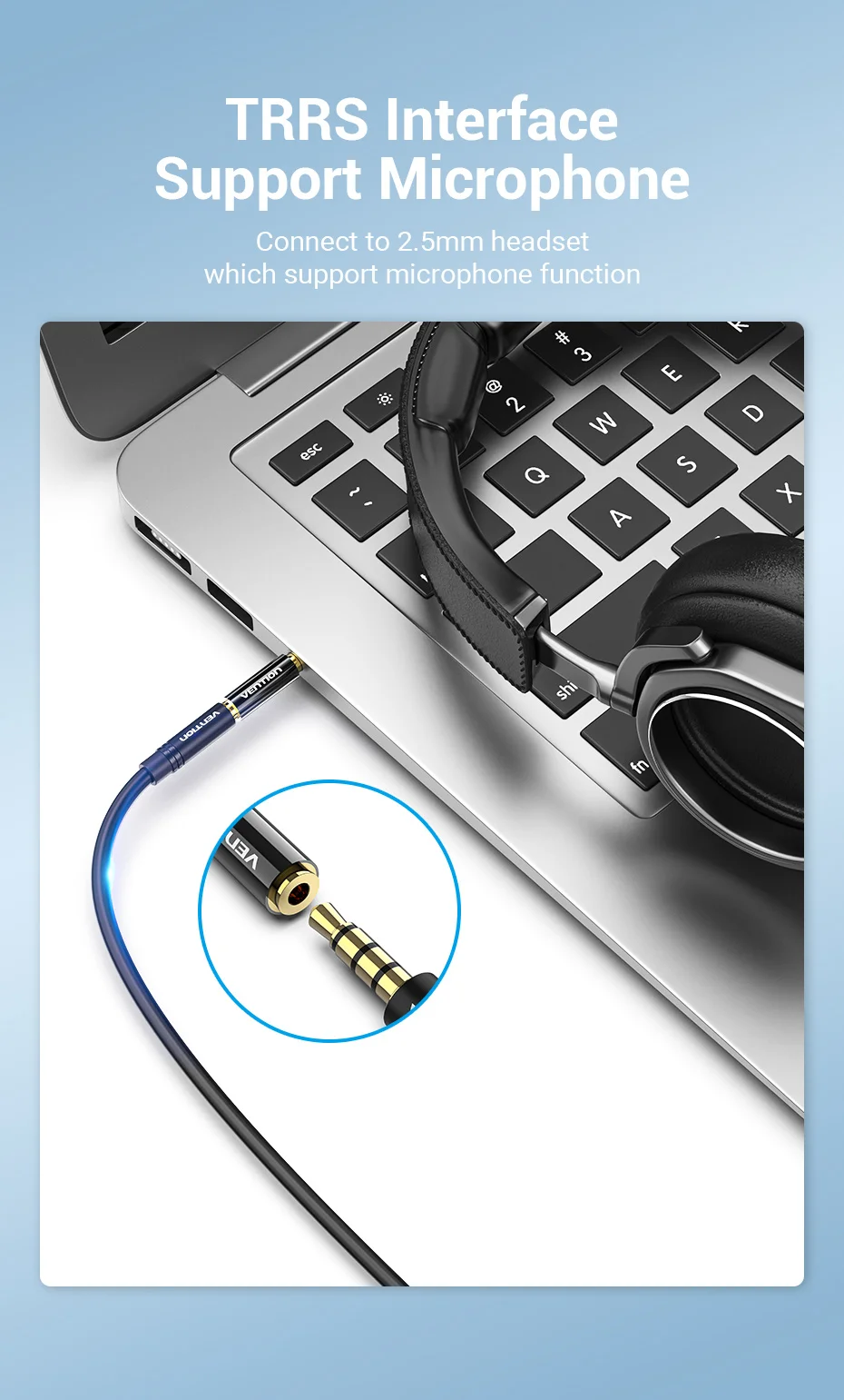 Vention Jack 3,5 mm auf 2,5 mm Stecker auf Buchse Audio-Adapter für Lautsprecher Laptop Kopfhörer Jack Aux-Kabelanschluss 2,5 auf 3,5 – Detail 7