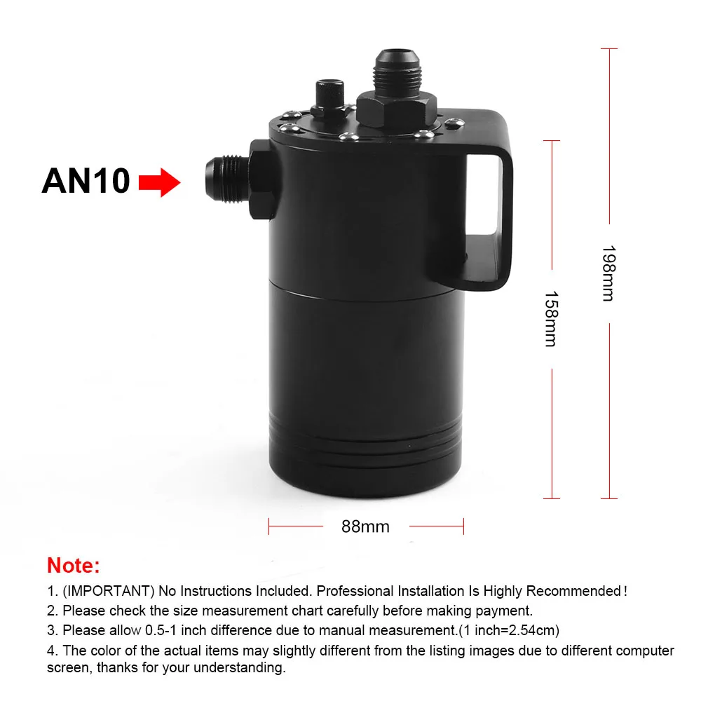 Aluminium Racing Oil Catch Tank/Can Round Can Reservoir Turbo Oil Catch Can / Can Catch Universal  With AN10 Adapters BX101838