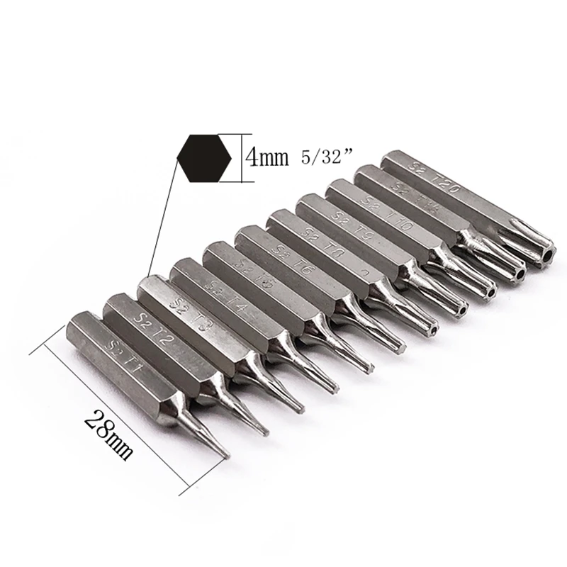 11PCS S2 Torx Screwdriver Bits Set T1T2T3 T4 T5 T6 T8 T9 T10H T15H T20H Mobile Repair Bit Plum Blossoms Repairing Head