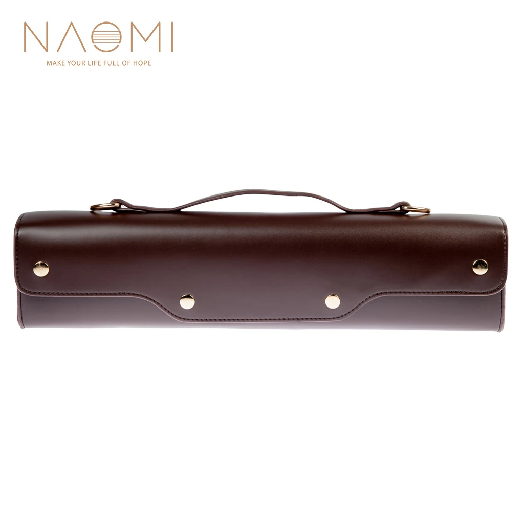 

NAOMI Flute Gig Bag Portable Flute Storage Bag Container Musical Instrument Accessories Coffee Color Leather Bag