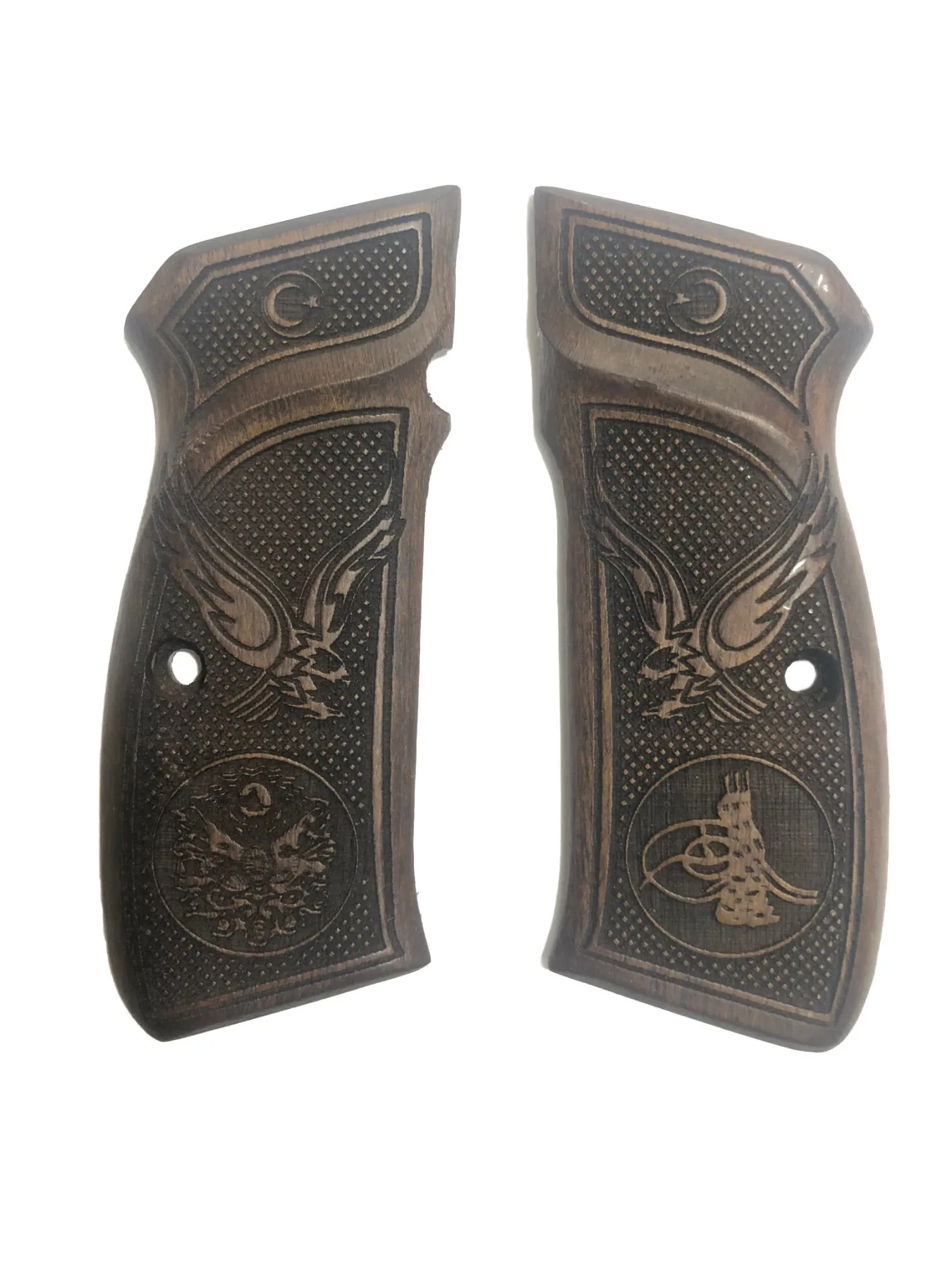 

CZ75 the Moon the stars Eagle Ottoman Tuğra and Starboard Model Laser Cutting Wooden Grip