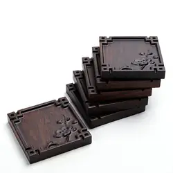 Vintage Wooden Tea Coaster Square Heat Resistant Drink Mat Table Tea Coffee Cup Pad Non-slip Cup Mat Tea Ceremony Accessory