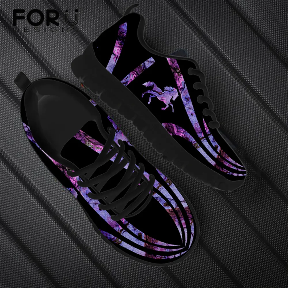 FORUDESIGNS Shoes Woman Flats Women Casual Sneakers Crazy Horse Design Air Mesh Ladies Breathable Waking Shoes for Teen Girls