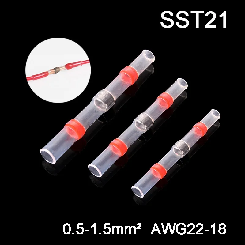 Solder Seal Wire Connectors Waterproof Heat Shrink Butt Connectors Electrical Wire Terminals Insulated Butt Splices