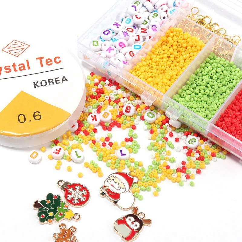 

1Box Acrylic Rice Beads Soft Pottery Boxed Christmas Color Pendant Handmade Diy Set Bracelet Accessories