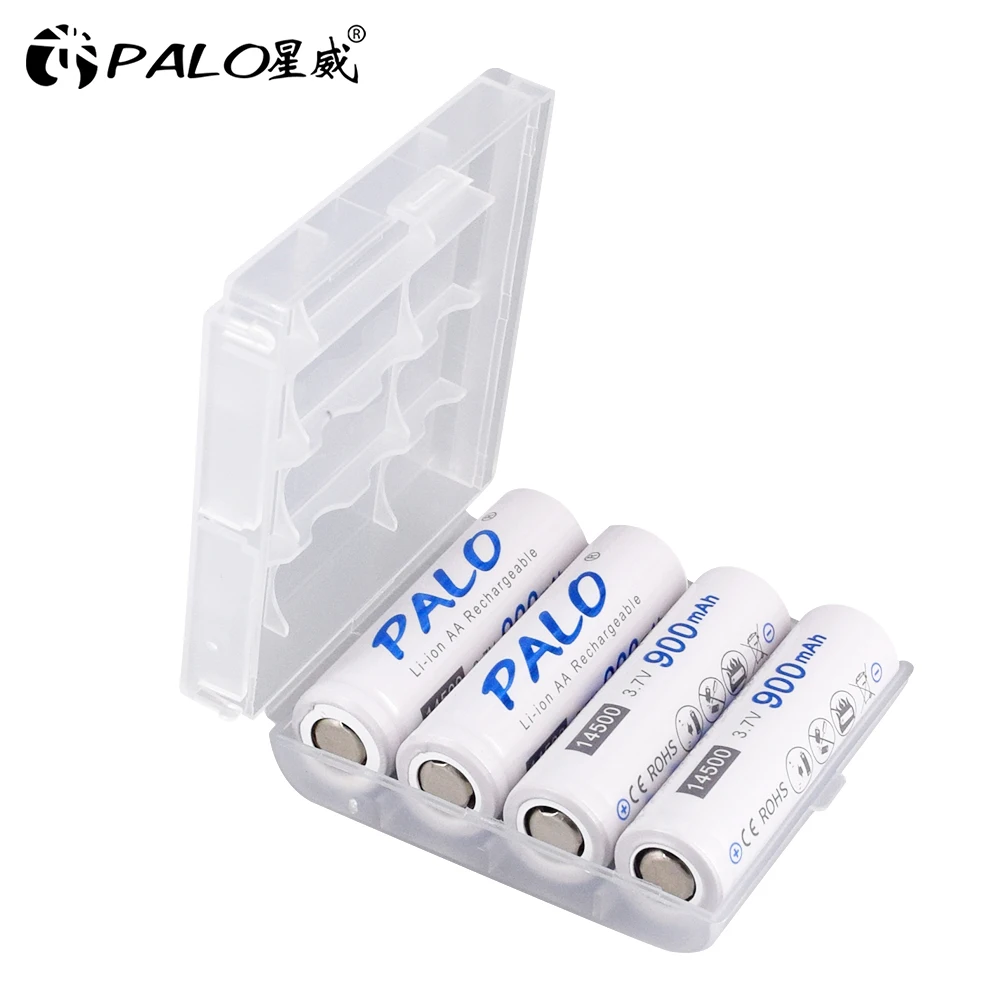 PALO 14500 Battery 3.7V Li-ion AA Battery 14500 Rechargeable Battery Protected With Battery Case 3.7v 14500 Battery