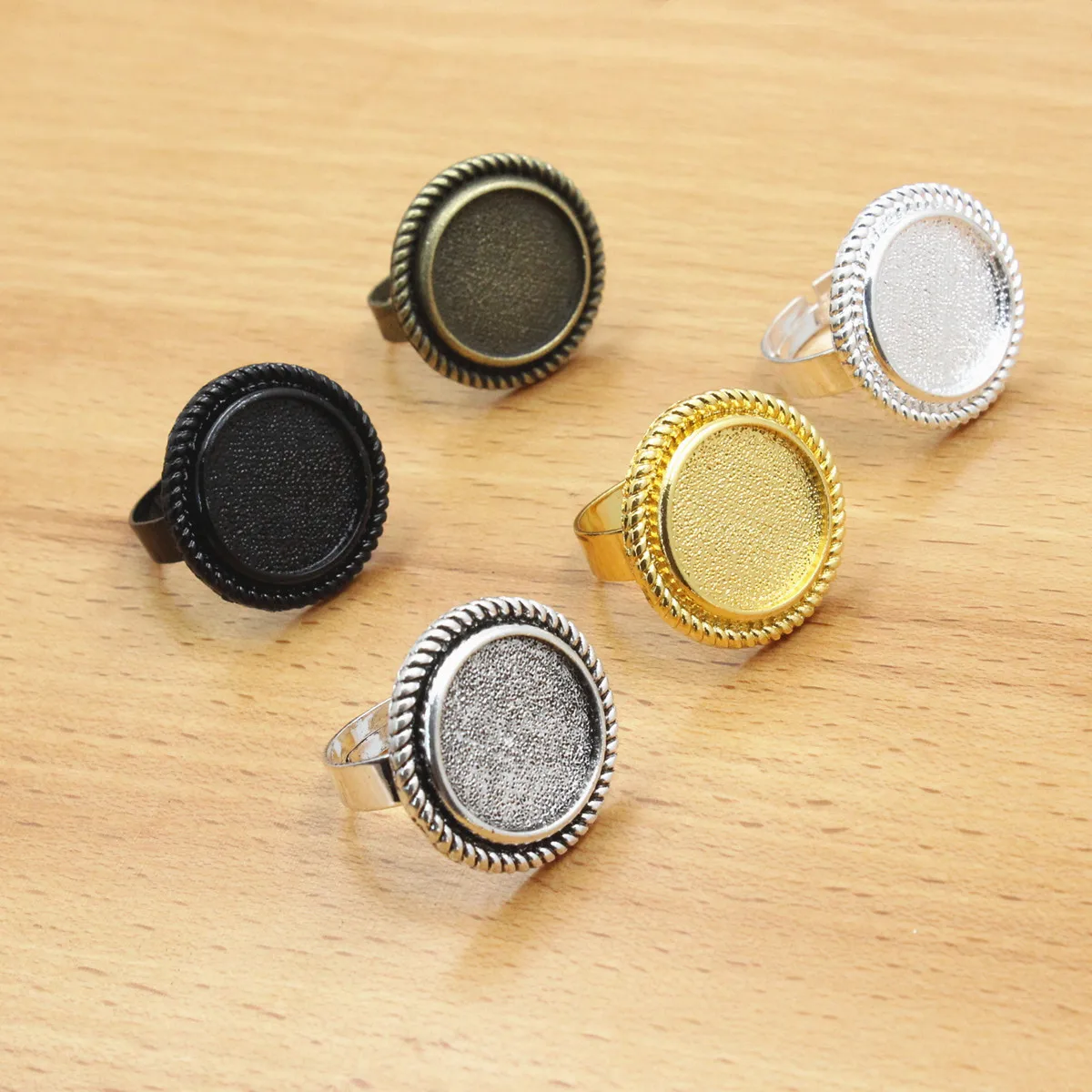 Onebeading Fit 16mm Okrągłe kaboszony pierścieniowe Pusta ramka Pusta taca Regulacja podstawy Do majsterkowania Akcesoria Prezent 10szt K05107 — zdjęcie 3