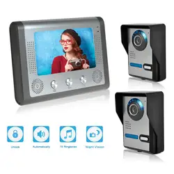 Vidoe Intercom Doorbell 7 Inch Color Video Door Phone System Kit with IR Camera Doorphone Monitor Speakerphone