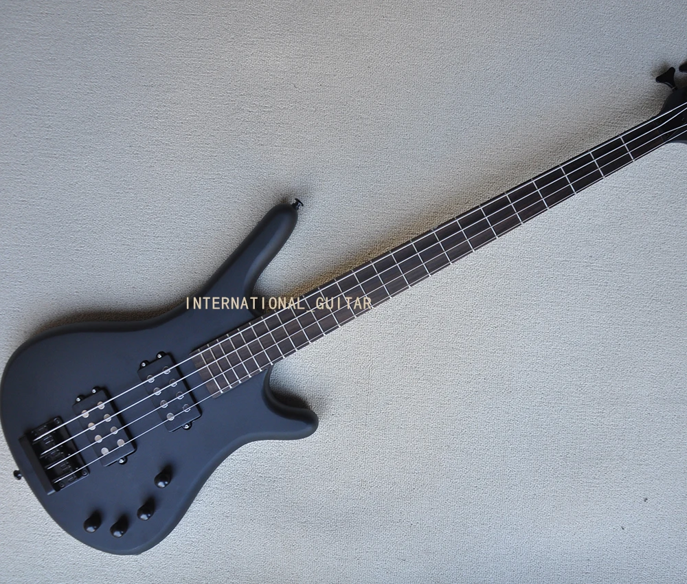 

4 Strings Matte Black Electric Bass Guitar with 24 Frets,Rosewood Fretboard