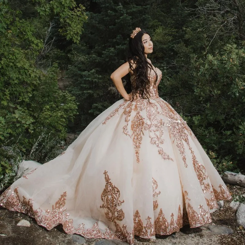 Vestidos de xv años Quinceanera 드레스 분리형 슬리브 스팽글 아플리케 페르시 볼 가운 Sweet 16 Dress vestido debutante