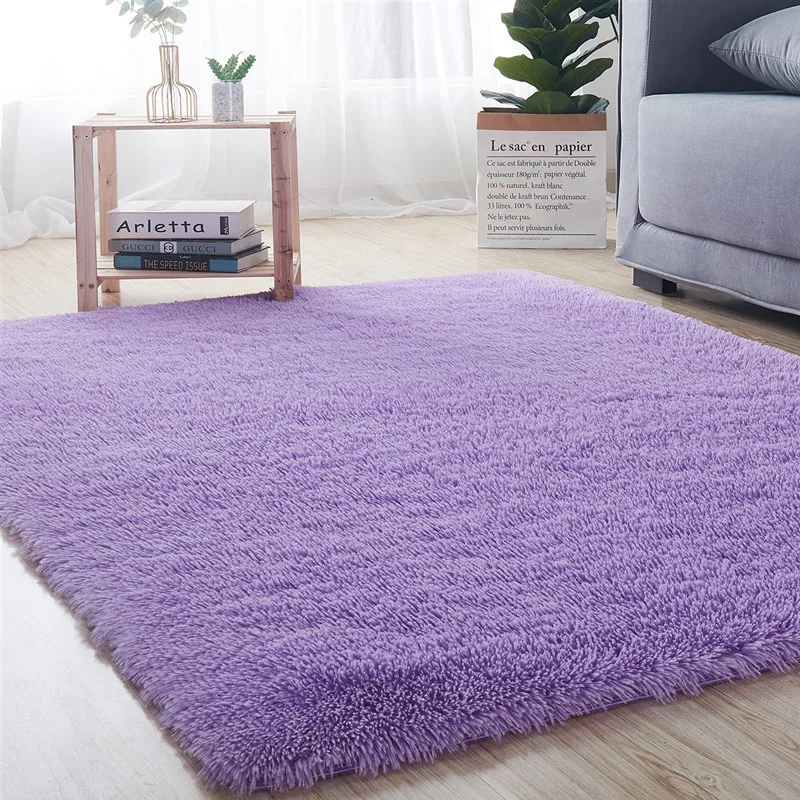 Soft Plush Bathroom Carpet Bedroom Bedside Foot Mat Solid Color Water Absorption Rug Thicken Anti-slip Bath Mat Floor Rug