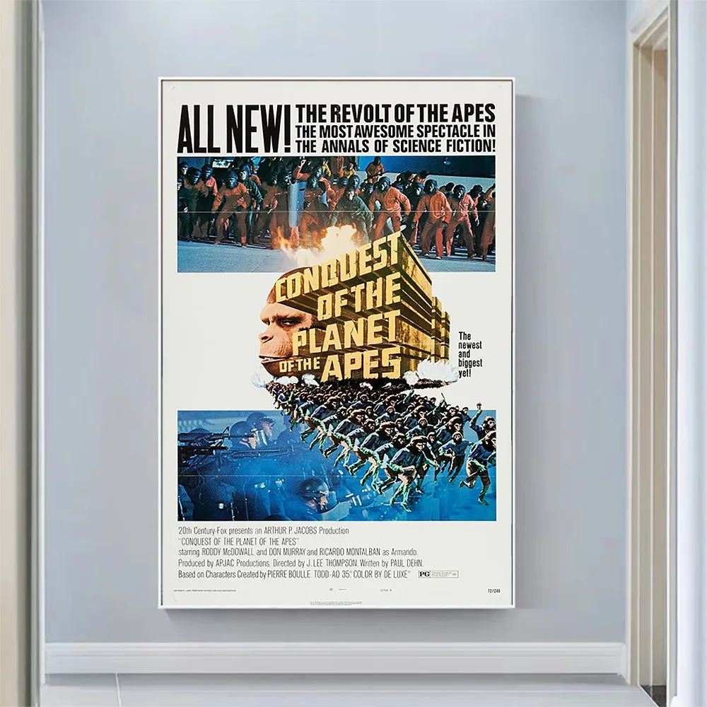 V2054 Conquest of the Planet of the Apes Vintage Classic Movie Wall Silk Cloth HD Poster Art Home Decoration Gift