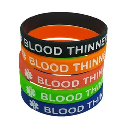 1PC Blood Thinner Medical Alert Daily Reminder Silicone Bracelets&Bangles Wristbands in Adult Size Friends Gifts SH322