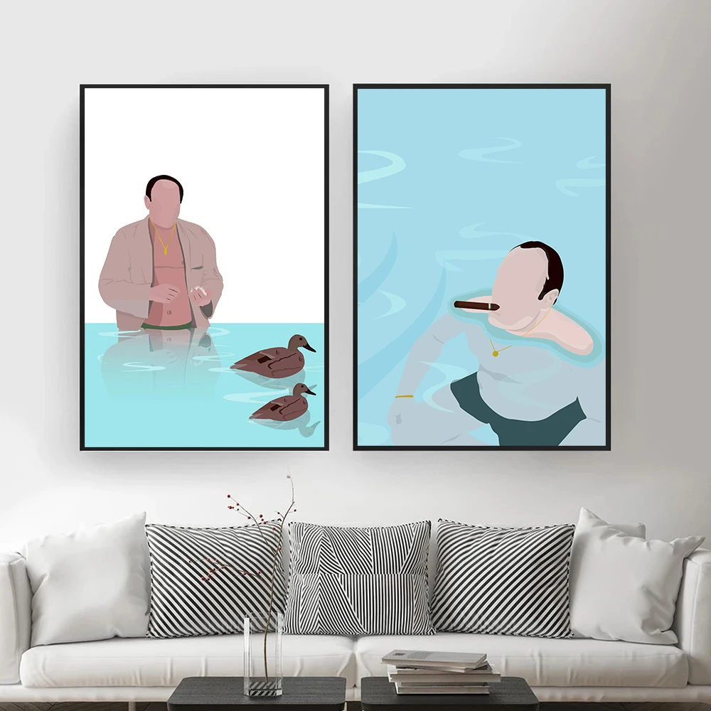 Nordic Movie Smoking Sopranos Inspired Canvas Painting Pool Swimming Posters and Prints Wall Art For Living Room Decoration