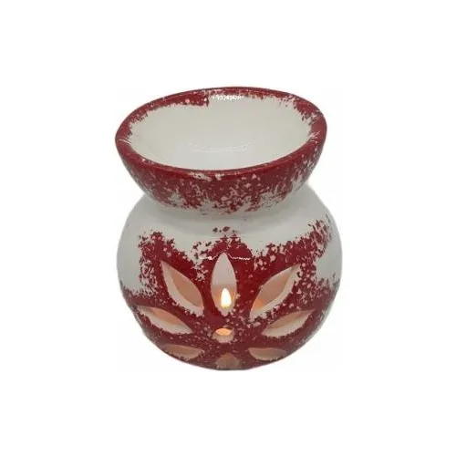 Expert Leaf Motif in Red White Decorative Censer Candle holder