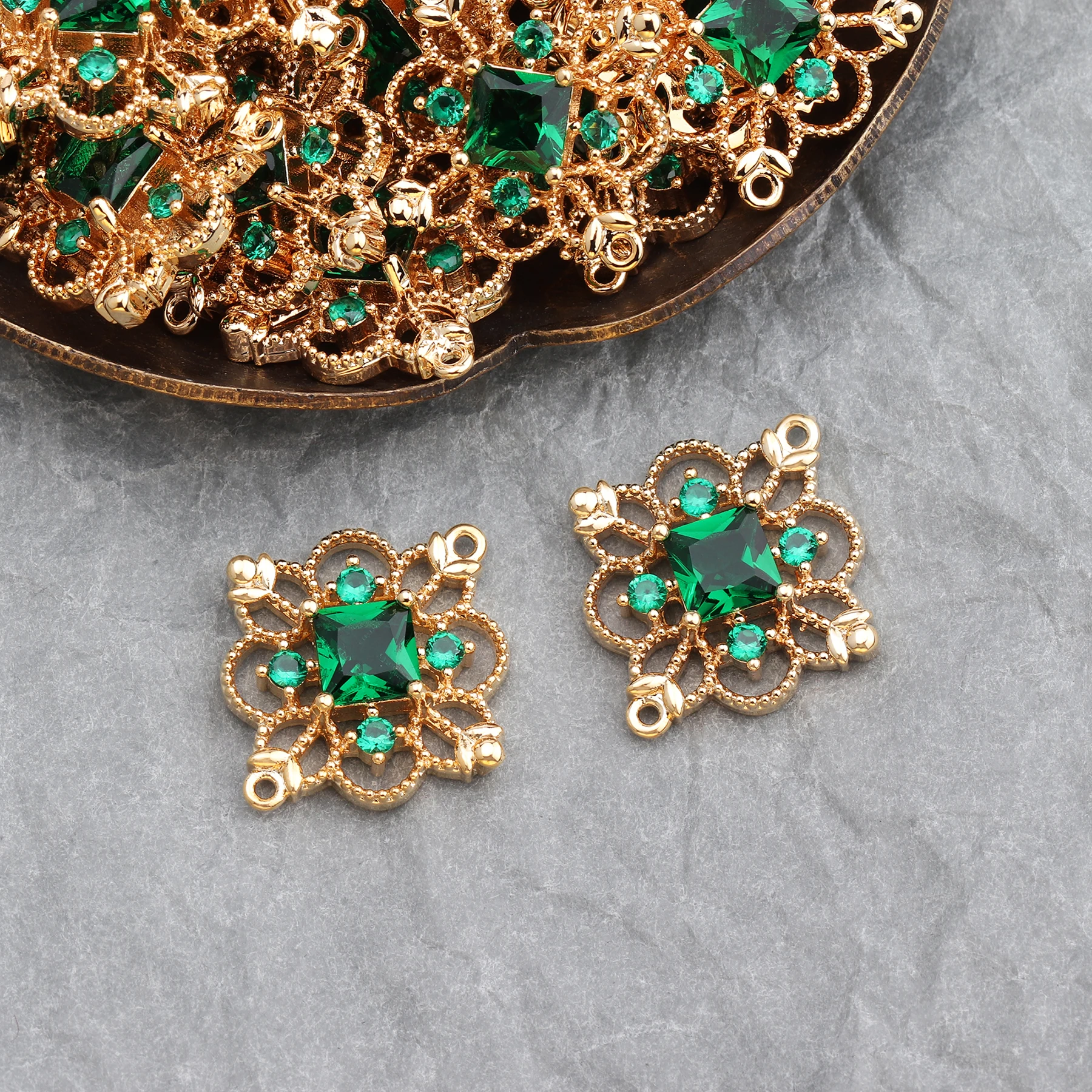 GUFEATHER M588,jewelry accessories,18k gold plated,zircon pendants,pass REACH,nickel free,jewelry making,diy earrings,6pcs/lot