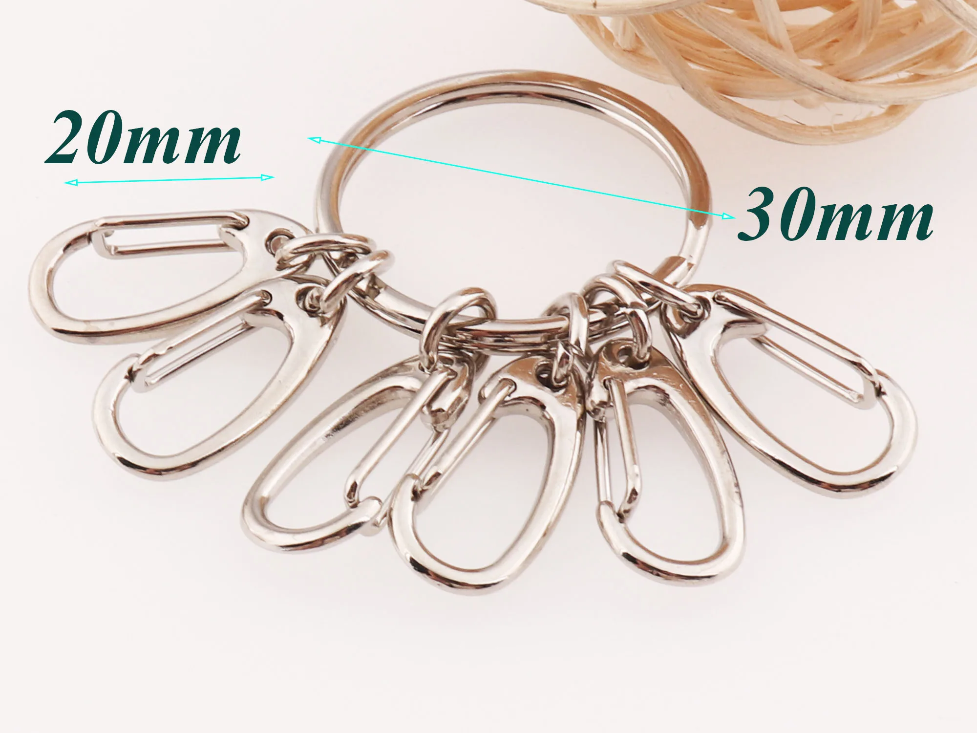 1-10 pcs Silver Key Chain Split Key Rings Hook Clasps,KeyChains Snap Metal Charm Push Clasp,ound split ring split jump rings