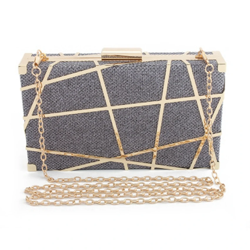 

New metal hollow dinner bag British style ladies banquet bag fashion shoulder diagonal female evening bag
