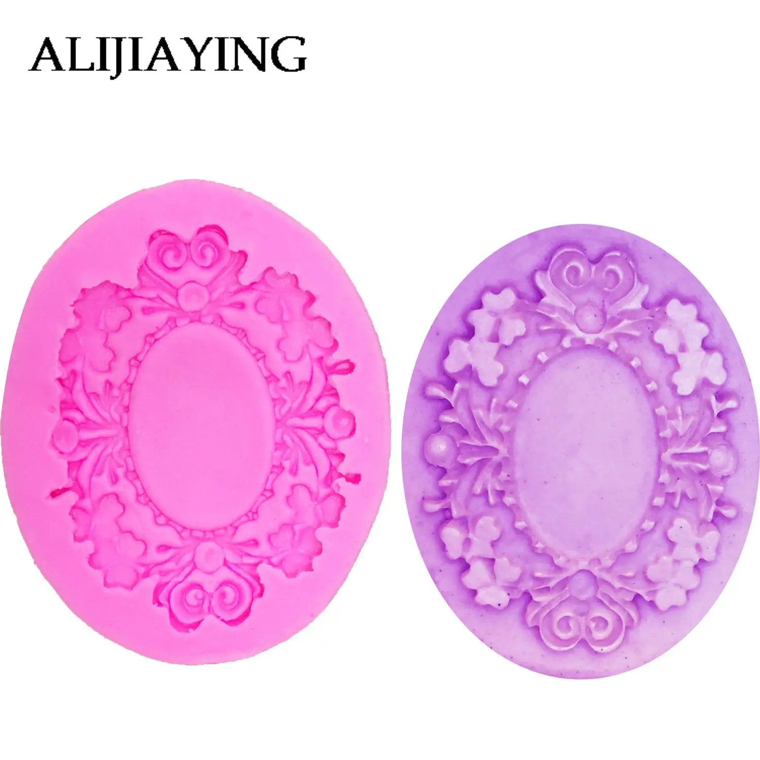 M0644 Fashion frame fondant silicone mold lace Flowers for cake decorating tools cupcake kitchen Baking mould