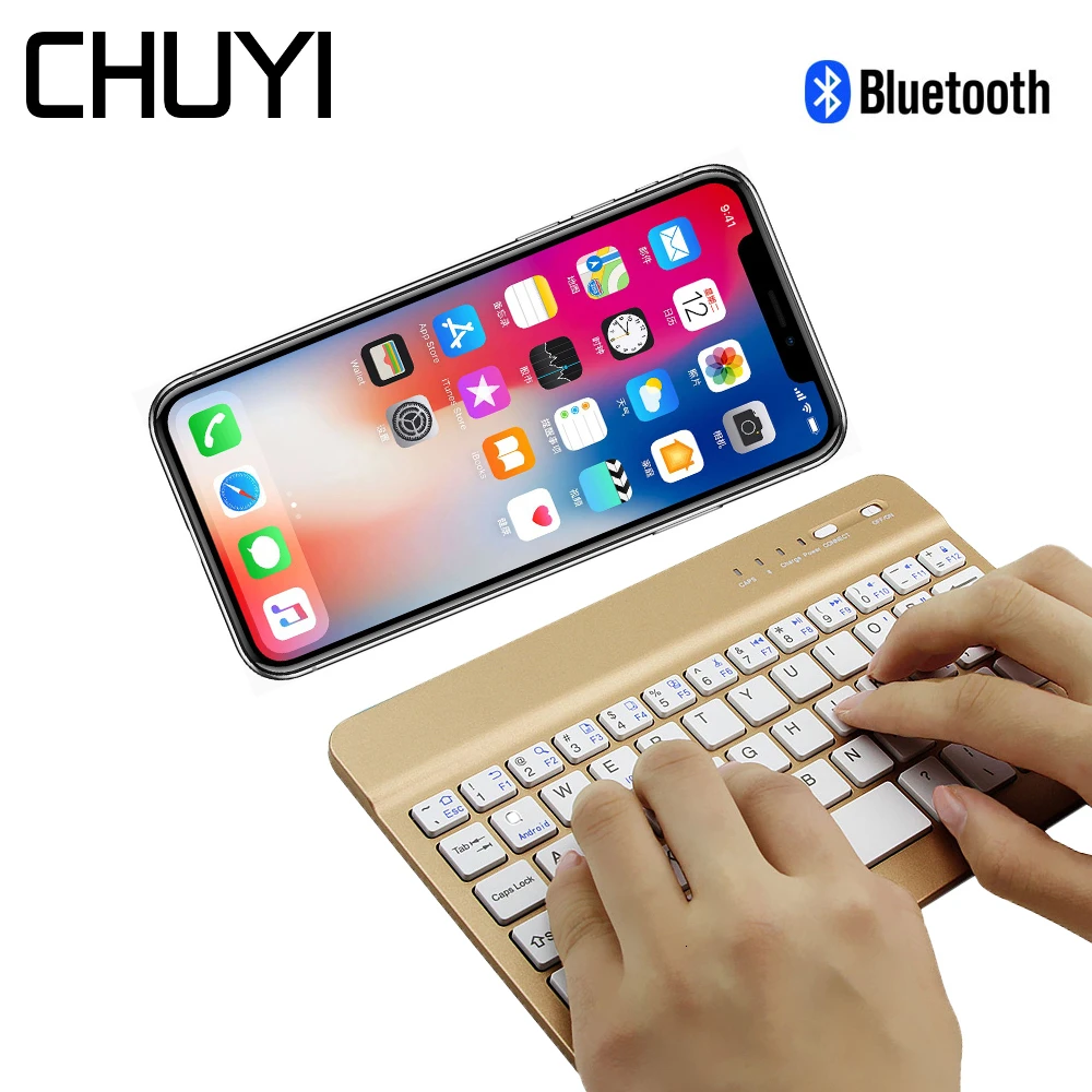 Wireless Bluetooth 3.0 Keyboard Portable Keyboard Mini 78 Keys Ultra Slim Keypad Gold For Xiaomi  IOS Smartphone Tablet Laptop