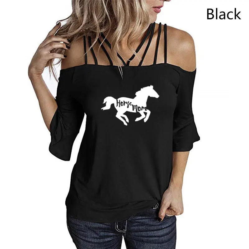 Hipster Horse Mom Women Tshirt Horse Lovers Graphic Tee Shirt Femme Summer Fashion Horse Print T-shirt Women Tops