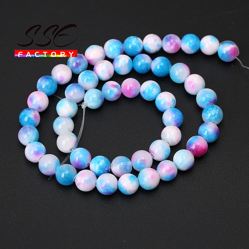 

Natural Stone Beads Round Pink Blue Persian Jades Loose Spacer Bead For Jewelry Making DIY Bracelet Accessories 15'' 6/8/10/12mm