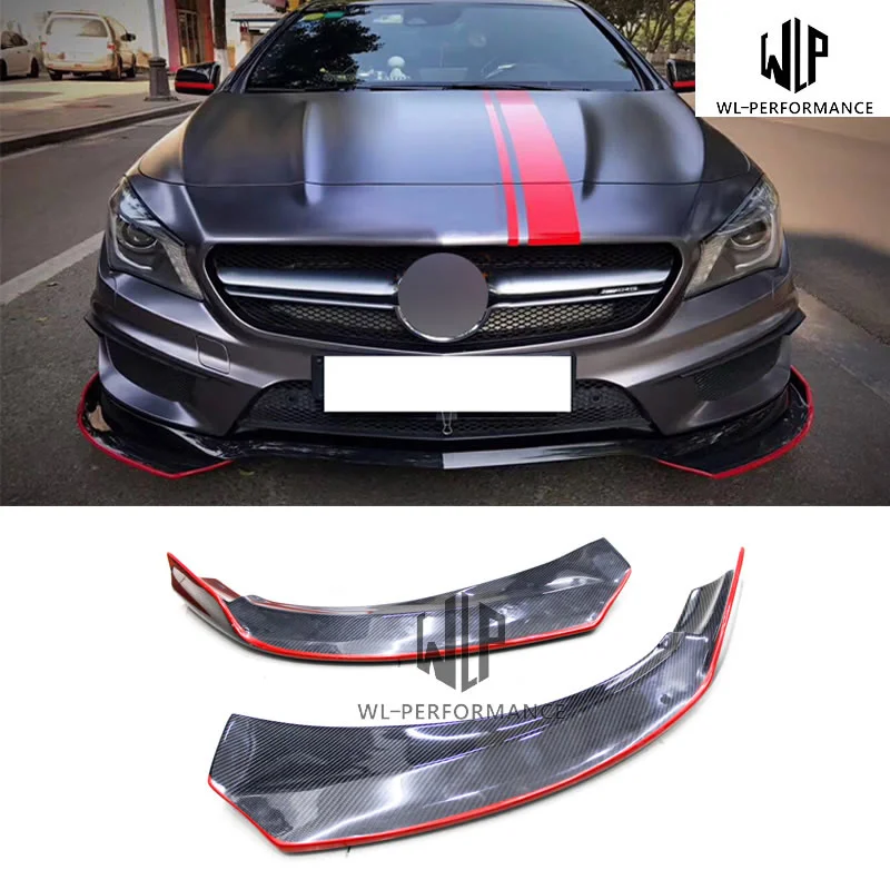 W117 Red Edge Carbon Fiber Front Bumper Side Splitters Car Styling Fits for Merceders-benz Cla Class Car Body Kit 14-16