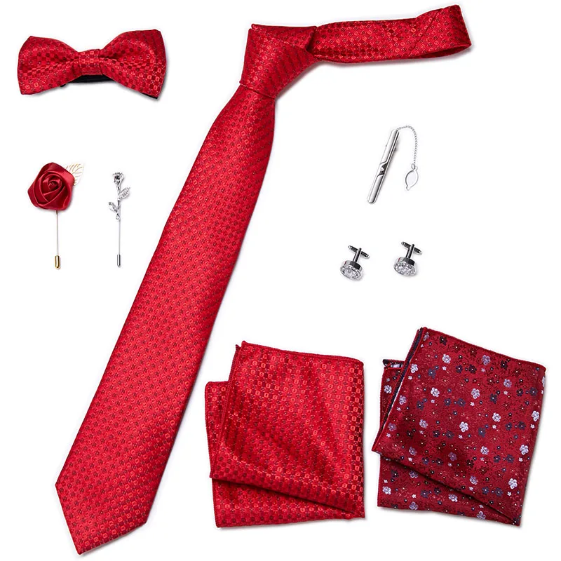Herren-Krawatten-Set, luxuriöse Geschenkbox, Seidenkrawatte, Krawatten-Set, 8-teilig, innenverpackt, festliches Geschenk, Krawatte, Einstecktücher, Urlaubsgeschenk für Männer – Detail 32