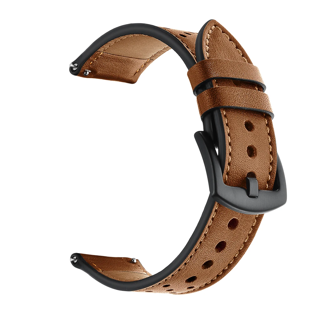 Leather Strap Compatible with HUAWEI WATCH GT 3 46mm 42mm GT3 / GT Runner / GT 2 Pro GT2 Band Wristband Watchband Brown/Black