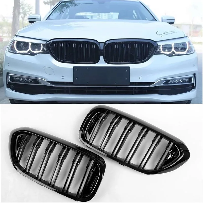 Citycar Front Golssy Carbon Black Racing Grille Grills Fit For Bmw 5 Series G30 G38 M Style 2 Bar Grill 2017 2018 Free Ship