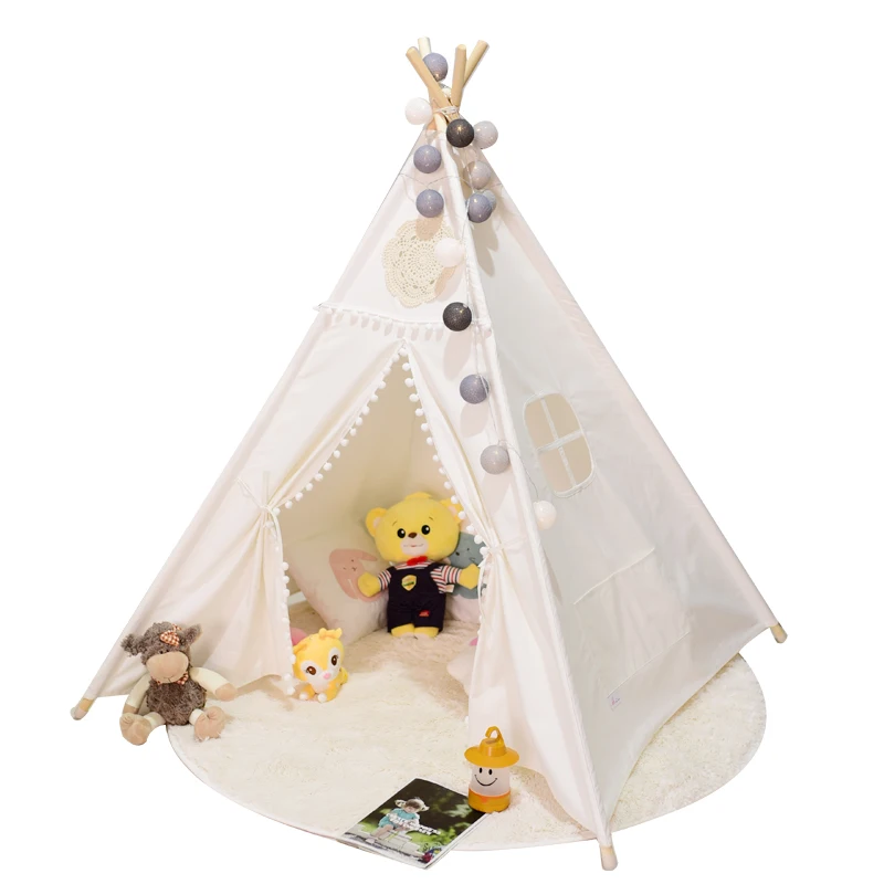 Tenda dei bambini Teepee Tenda Per I Bambini Portatile Tepee Infantil Casa Per I Bambini Cabana Bambini Tende Decorazione Tappeto HA CONDOTTO Le Luci