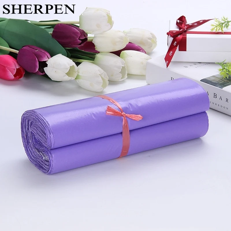 

SHERPEN 50Pcs Purple Courier Mailer Bags Packaging Poly Package Plastic Self-Seal Mailing Express Bag Envelope Postal Mailing