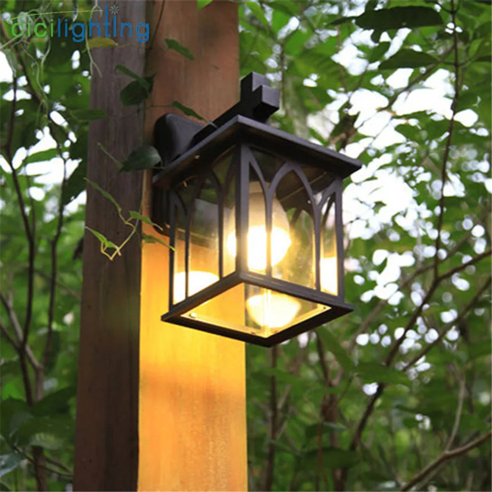 Matter Black E27 Porch Lamp, Outdoor Wall Lamp Waterproof European Retro Loft Industrial Nordic Exterior Wall Light