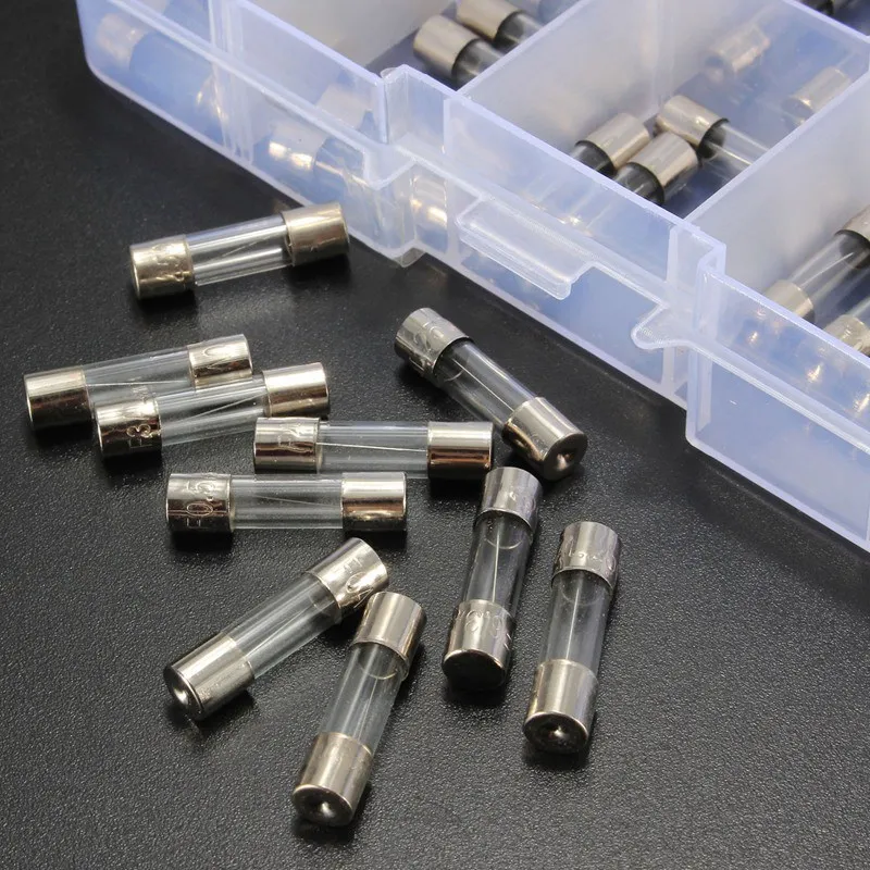 50Pcs of Glass Fuse Assortment Kit  Glass Tube Assortment Kit 5x20mm 0.5A~10A Fast Blow Glass Fuses