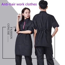 Pet Groomer Work Clothes Waterproof Non Stick Hair Pet Cleaning And Shearing Uniforms Breathable Anti Static Beauty Gown Y0615