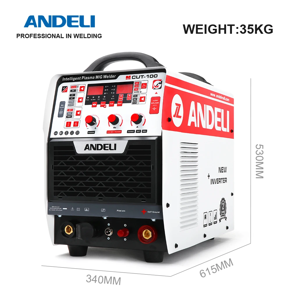 ANDELI Three Phase 380V Plasma Cutter MCUT-100 CUT MIG MMA 3 in 1 Plasma Cutting Machine with Pilot Arc Non-Contact Cutting