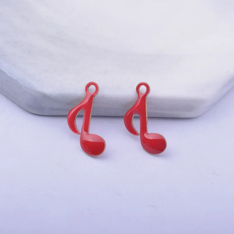 30pcs 15*9mm Copper Both Side Enamelled Beating Notes Charms Musical Note Pendant DIY Jewelry  Making