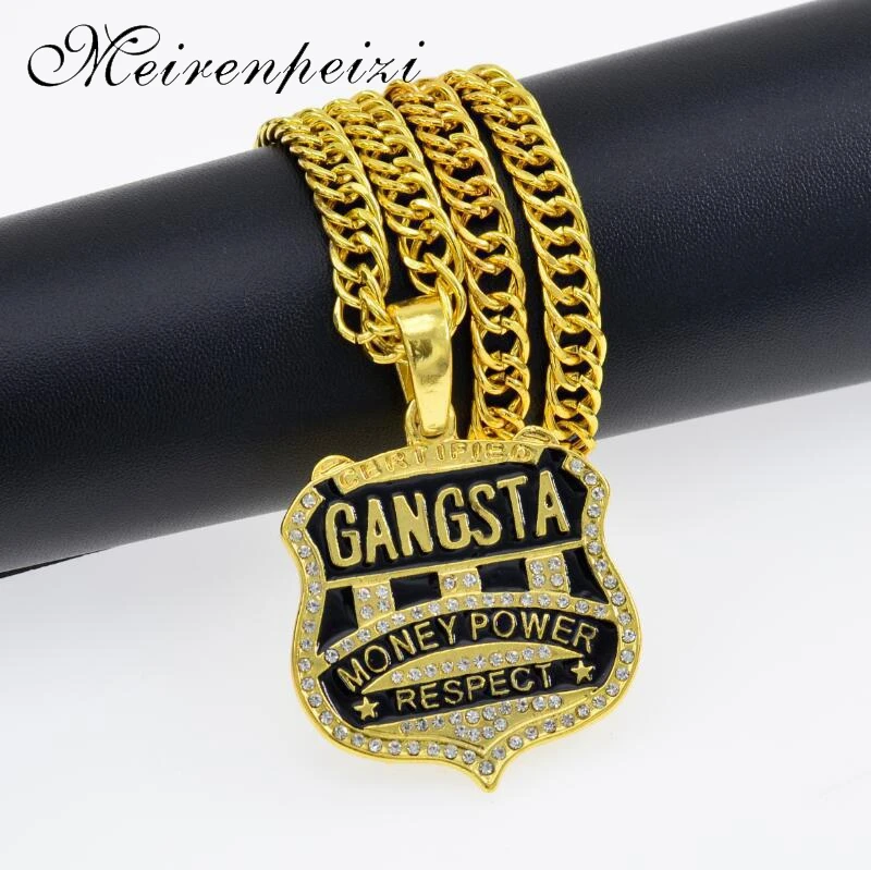 2021 Gangsta Rap models fashion jewelry Europe and the United States big men\'s hip hop badge shape pendant necklace jewelry