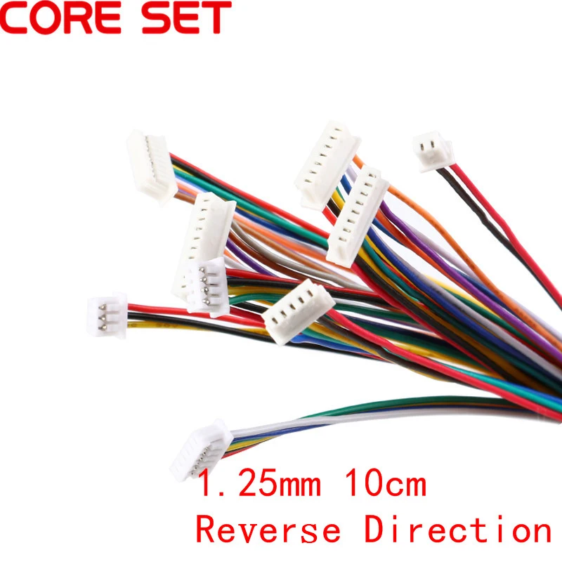 5Pcs Cable Connector XH 1.25 28AWG JST Double Electronic Wire Connectors 2/3/4/5/6/7/8/9/10 Pin 10cm DIY Line Reverse Direction