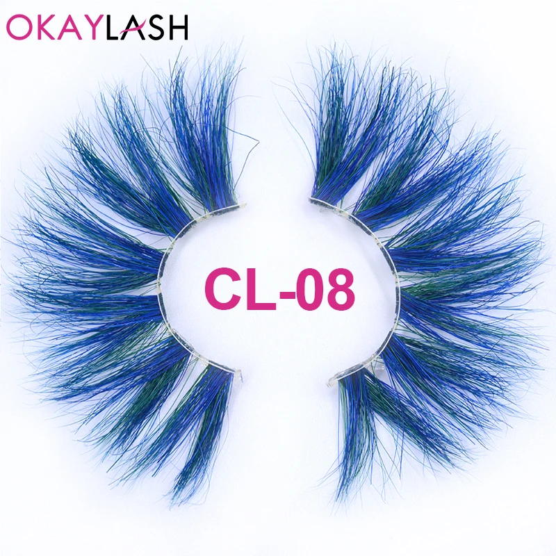 OKAYLASH 25mm 27mm Newest Style Long Siberian Dramatic Colored Rainbow Eyelashes for Party Makeup Holiday with Wholesale Price