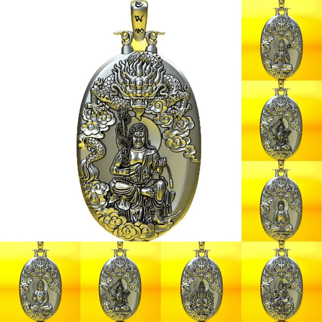 BOCAI S999 Sterling Silver Pendants for Women Men New Fashion Life Guardian Buddha Pure Argentum Amulet Jewelry Wholesale