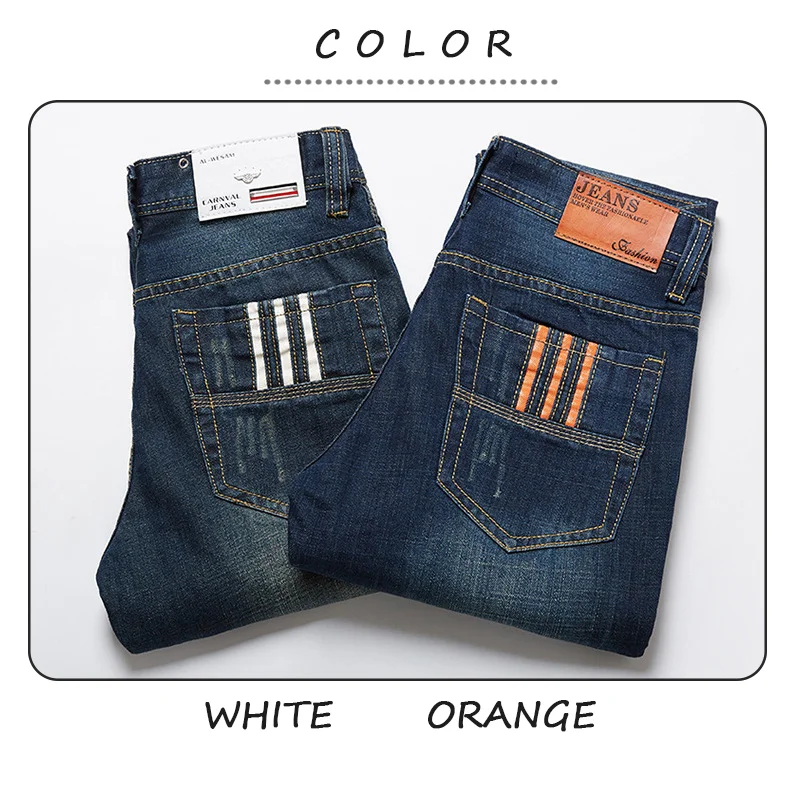 2021 Men\'s Jeans Spring and Autumn Straight Trousers Fashion Men\'s Cotton Denim Trousers New Business Casual Jeans 18-35 Y