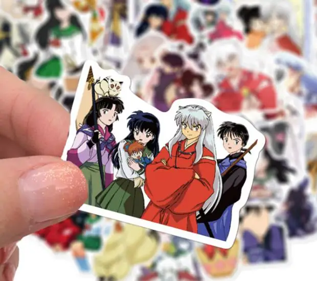 10/30/50/100 pçs dos desenhos animados anime inuyasha adesivos à prova dwaterproof água skate viagem mala telefone portátil bagagem adesivos bonito