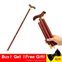 Foldable Walking Stick Cane 3-Sections Wooden Wood T Bird Handle Stick Vintage Wood Gentle Walking Cane Gentleman Stick Canes