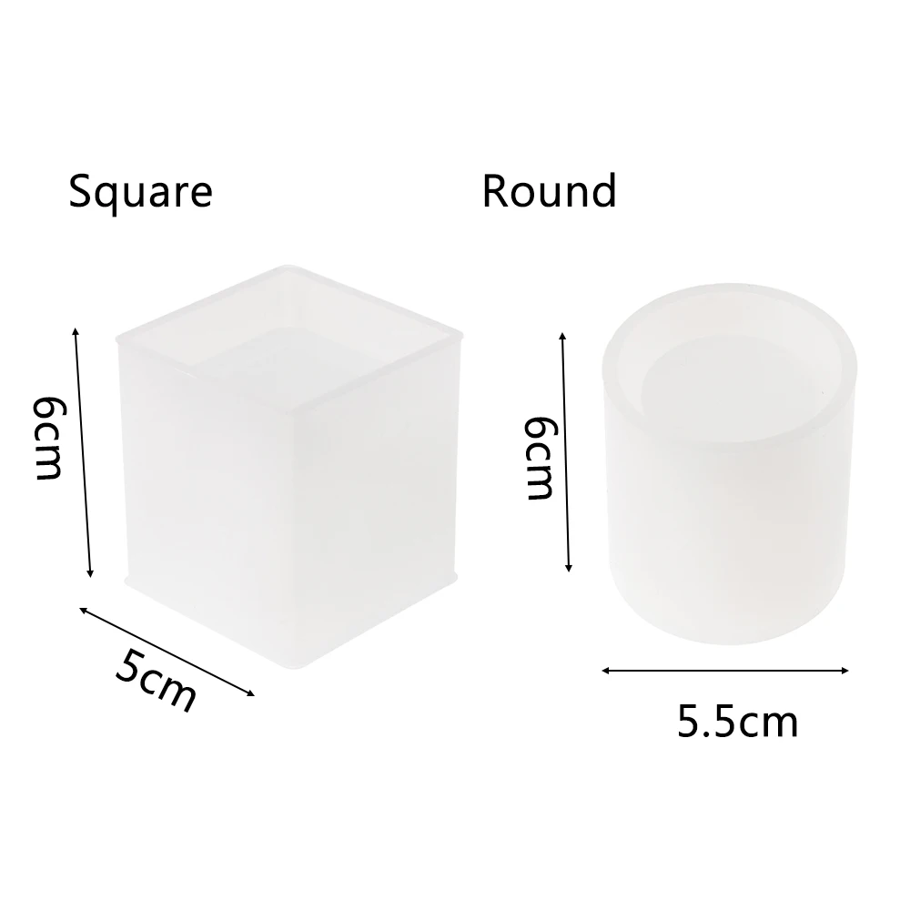 Square Round Silicone Mold Mini Flowerpot Cement Concrete Molds DIY Student Pens Holder Mould