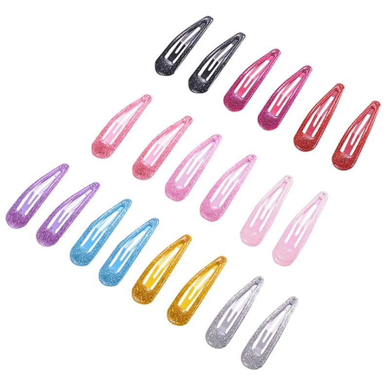 10pcs Snap Hair Clips Glitter Hairpins For Children Kids Hair Clip Pins For Baby Girls Hair Accessories Cute Metal Barrettes