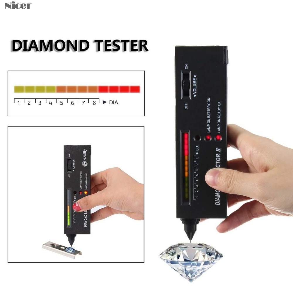 1pc V2 Professional High Accuracy Diamond Tester Gemstone Gem Selector Jewelry Watcher Tool LED Diamond Indicator Test Pen