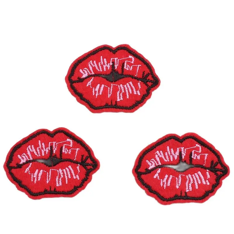 10pcs/lot Cartoon Mouth Patch Embroidery Iron On Lip Stickers DIY Jeans Coats Pants Fabric Appliques Sewing garments Accessories